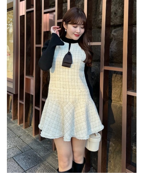 Volume Sleeve Rib Knit Top（ニット/セーター）｜Her lip to（ハー