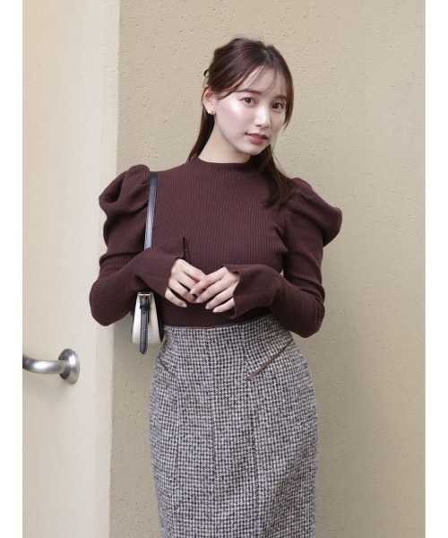 Volume Sleeve Rib Knit Top（ニット/セーター）｜Her lip to（ハー