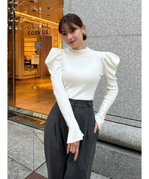 Volume Sleeve Rib Knit Top（ニット/セーター）｜Her lip to（ハー
