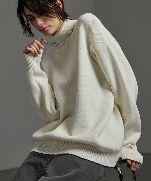 ウォッシャブルミラノリブルーズハイネックニット（ニット/セーター