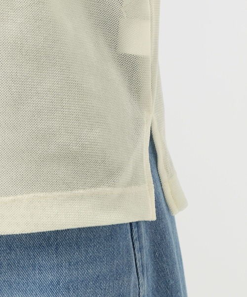 BAYFLOW（ベイフロー）の「[すっきり見えするネックライン]シアーベロアクルーネックプルオーバー（Tシャツ/カットソー・レディース・キャメル/ブラック/オフホワイト・FREE）」の15枚目の写真