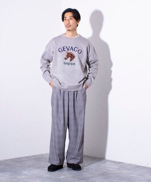 GEVACO(ゲバコ)の「【GEVACO/ゲバコ】ホースサガラ刺繍 プルオーバークルーネックニット UNISEX(ニット/セーター・メンズ・ネイビー/アイボリー/グレー・M/L)」の10枚目の写真