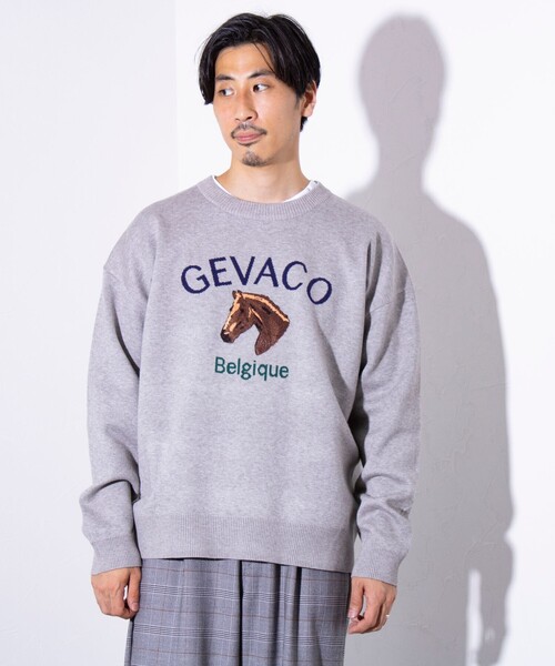 GEVACO(ゲバコ)の「【GEVACO/ゲバコ】ホースサガラ刺繍 プルオーバークルーネックニット UNISEX(ニット/セーター・メンズ・ネイビー/アイボリー/グレー・M/L)」の11枚目の写真