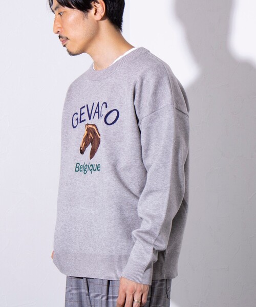 GEVACO(ゲバコ)の「【GEVACO/ゲバコ】ホースサガラ刺繍 プルオーバークルーネックニット UNISEX(ニット/セーター・メンズ・ネイビー/アイボリー/グレー・M/L)」の12枚目の写真