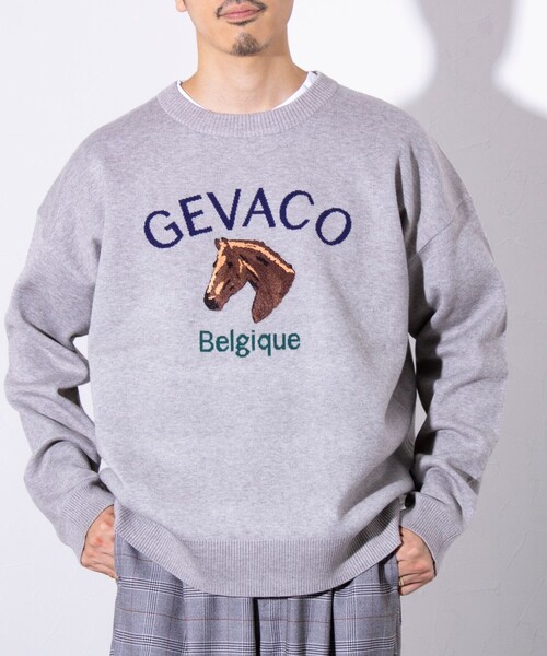 GEVACO(ゲバコ)の「【GEVACO/ゲバコ】ホースサガラ刺繍 プルオーバークルーネックニット UNISEX(ニット/セーター・メンズ・ネイビー/アイボリー/グレー・M/L)」の14枚目の写真