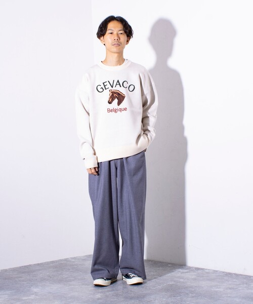GEVACO(ゲバコ)の「【GEVACO/ゲバコ】ホースサガラ刺繍 プルオーバークルーネックニット UNISEX(ニット/セーター・メンズ・ネイビー/アイボリー/グレー・M/L)」の20枚目の写真