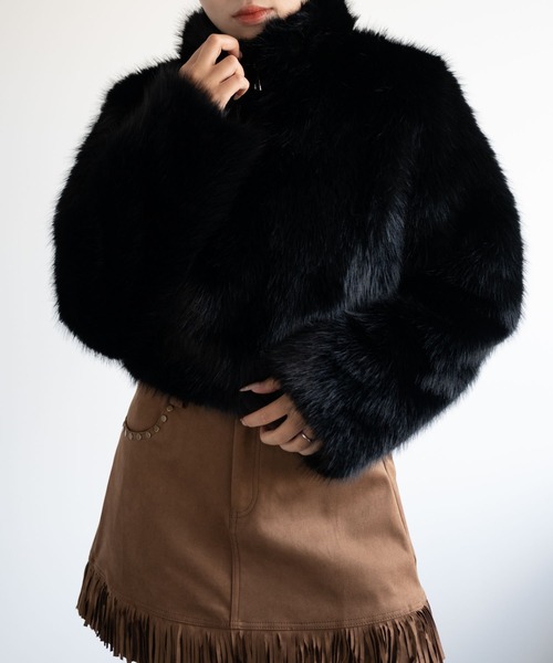 dispark（ディスパーク）の「DISPARK/フェイクファーブルゾン（ブルゾン・レディース・ブラウン/ブラック・FREE）」の2枚目の写真