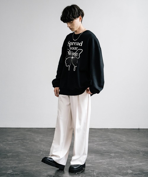 Rocky Monroe(ロッキーモンロー)の「オーバーサイズ裏起毛バタフライプリントスウェットトレーナー(スウェット・メンズ・ブラック/ピンク/ネイビー/オートミール・M/L/XL)」の7枚目の写真