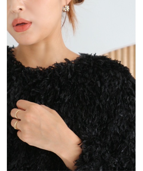 TRUNC（トランクエイティーエイト）の「Feather Yarn Cropped Pullover（ニット/セーター・レディース・ブラック/アイボリー・FREE）」の11枚目の写真