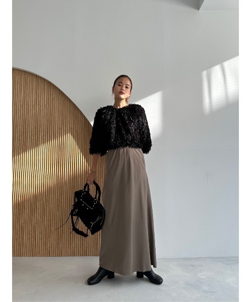 TRUNC（トランクエイティーエイト）の「Feather Yarn Cropped Pullover（ニット/セーター・レディース・ブラック/アイボリー・FREE）」の14枚目の写真