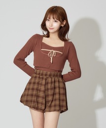 【2点セット】Ribbon Knit Camisole Ensemble / リボンニットキャミソール セット アンサンブル