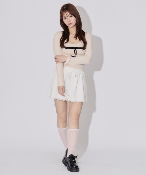 ALLuRing ChaRm(アリュリングチャーム)の「【2点セット】Ribbon Knit Camisole Ensemble / リボンニットキャミソール セット アンサンブル(ニット/セーター・レディース・アイボリー/ブラック/ブラウン・FREE)」の16枚目の写真