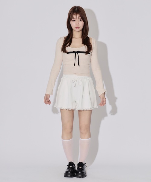 ALLuRing ChaRm(アリュリングチャーム)の「【2点セット】Ribbon Knit Camisole Ensemble / リボンニットキャミソール セット アンサンブル(ニット/セーター・レディース・アイボリー/ブラック/ブラウン・FREE)」の15枚目の写真