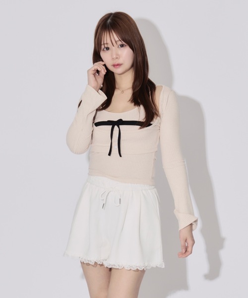 ALLuRing ChaRm(アリュリングチャーム)の「【2点セット】Ribbon Knit Camisole Ensemble / リボンニットキャミソール セット アンサンブル(ニット/セーター・レディース・アイボリー/ブラック/ブラウン・FREE)」の18枚目の写真