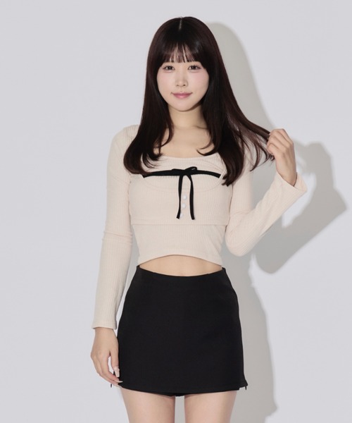 ALLuRing ChaRm(アリュリングチャーム)の「【2点セット】Ribbon Knit Camisole Ensemble / リボンニットキャミソール セット アンサンブル(ニット/セーター・レディース・アイボリー/ブラック/ブラウン・FREE)」の20枚目の写真