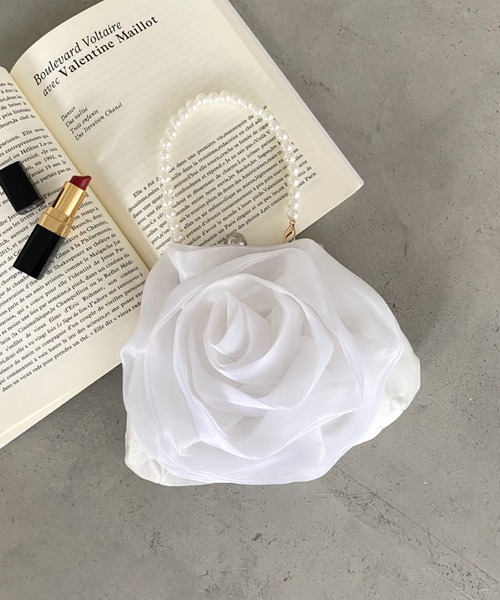 セール】ローズモチーフパール2WAYパーティーバッグ 結婚式 お呼ばれ