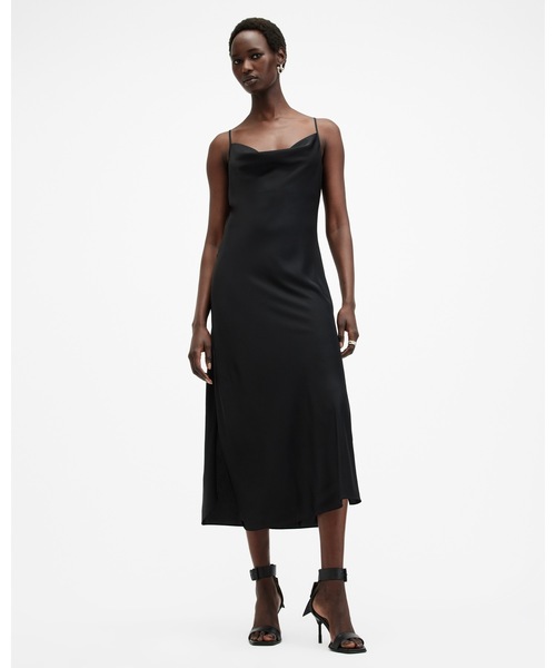 ALLSAINTS（オールセインツ）の「HADLEY SLIM FIT MIDI DRESS | HADLEY スリム フィット ミディ ドレス・ワンピース（ワンピース・レディース・ブラック・4/6/8/10）」の2枚目の写真