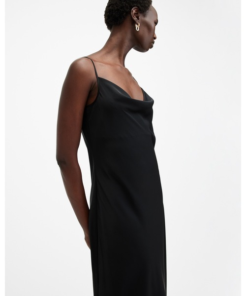 ALLSAINTS（オールセインツ）の「HADLEY SLIM FIT MIDI DRESS | HADLEY スリム フィット ミディ ドレス・ワンピース（ワンピース・レディース・ブラック・4/6/8/10）」の3枚目の写真