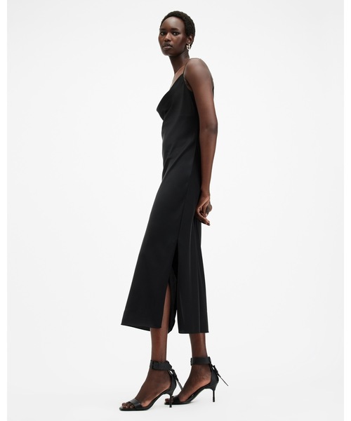ALLSAINTS（オールセインツ）の「HADLEY SLIM FIT MIDI DRESS | HADLEY スリム フィット ミディ ドレス・ワンピース（ワンピース・レディース・ブラック・4/6/8/10）」の4枚目の写真