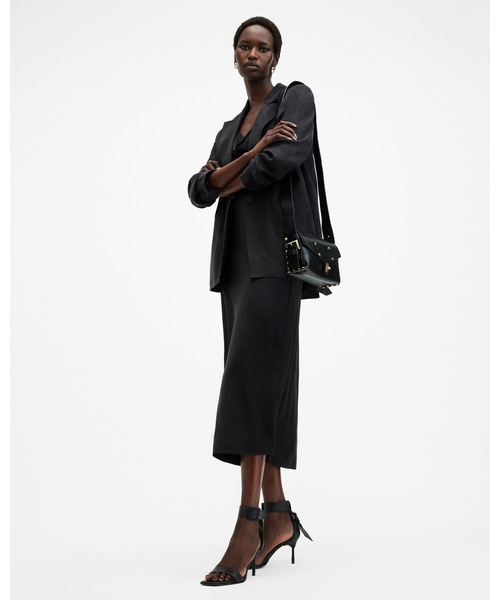ALLSAINTS（オールセインツ）の「HADLEY SLIM FIT MIDI DRESS | HADLEY スリム フィット ミディ ドレス・ワンピース（ワンピース・レディース・ブラック・4/6/8/10）」の7枚目の写真