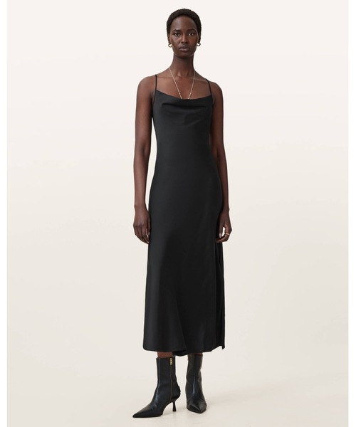 ALLSAINTS（オールセインツ）の「HADLEY SLIM FIT MIDI DRESS | HADLEY スリム フィット ミディ ドレス・ワンピース（ワンピース・レディース・ブラック・4/6/8/10）」の10枚目の写真