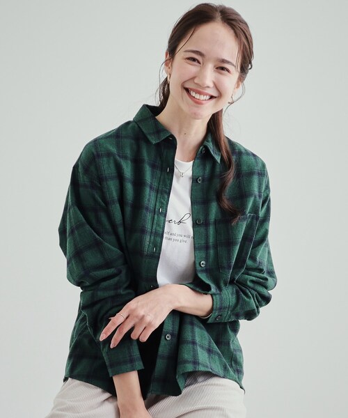 セール】【洗える】ネル起毛チェックシャツ（シャツ/ブラウス）｜SHOO