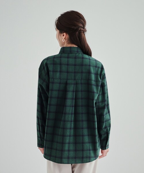 SHOO・LA・RUE（シューラルー）の「◆【洗える】ネル起毛チェックシャツ（シャツ/ブラウス・レディース・ワイン系1/グレー系1/モスグリーン系1・04/03/02/01）」の18枚目の写真