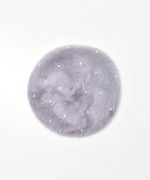 MAJESTIC LEGON（マジェスティックレゴン）の「ふわふわパールベレー帽（ハンチング/ベレー帽・レディース・オフホワイト/グレー/ブラック・FREE）」の4枚目の写真