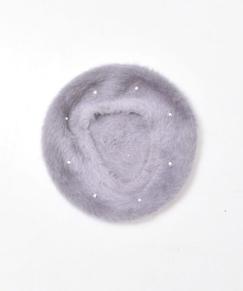 MAJESTIC LEGON（マジェスティックレゴン）の「ふわふわパールベレー帽（ハンチング/ベレー帽・レディース・オフホワイト/グレー/ブラック・FREE）」の5枚目の写真