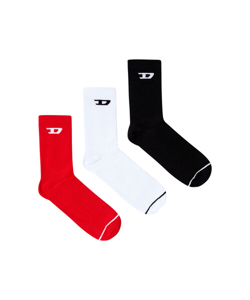 DIESEL（ディーゼル）の「メンズ クルーソックス 3足セット SKM-D-TENNIS-CREW（ソックス/靴下・メンズ・ホワイト/マルチ/その他/その他1・LARGE/SMALL/MEDIUM）」の4枚目の写真