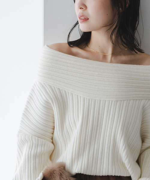 Noble（ノーブル）の「ランダムリブニットプルオーバー（ニット/セーター・レディース・ブルー系その他/ホワイト系その他・FREE）」の6枚目の写真