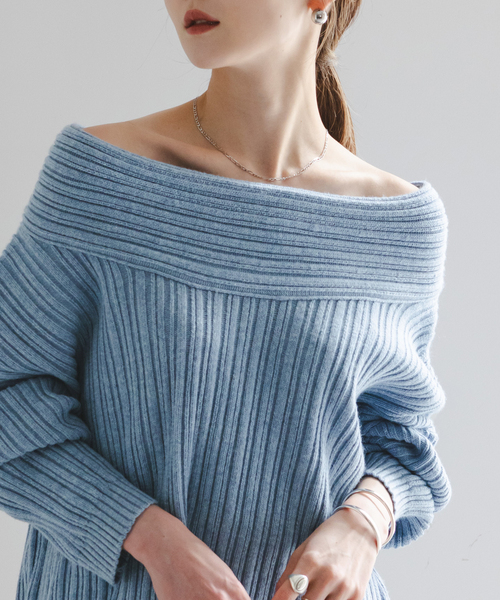 Noble（ノーブル）の「ランダムリブニットプルオーバー（ニット/セーター・レディース・ブルー系その他/ホワイト系その他・FREE）」の8枚目の写真