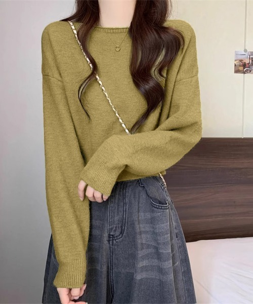 【25ss 新品未使用】23区 ニット トップス セール】ニットトップス ショート丈 長袖 無地（ニット/セーター