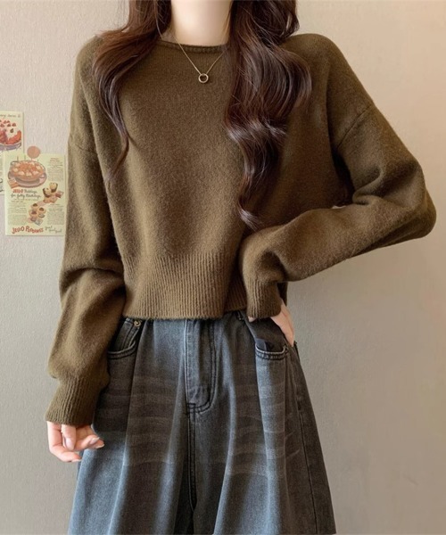 【25ss 新品未使用】23区 ニット トップス セール】ニットトップス ショート丈 長袖 無地（ニット/セーター