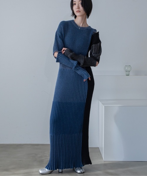 VACANCY（ヴァカンシー）の「アシンメトリー配色リブ2wayニット