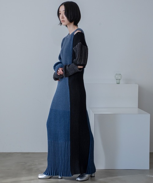 VACANCY（ヴァカンシー）の「アシンメトリー配色リブ2wayニット