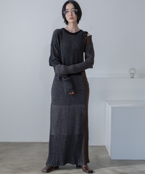 VACANCY（ヴァカンシー）の「アシンメトリー配色リブ2wayニット