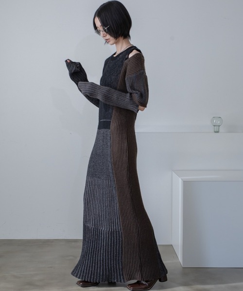 VACANCY（ヴァカンシー）の「アシンメトリー配色リブ2wayニット