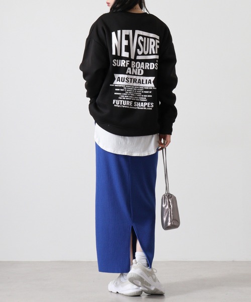 FUNALIVE(ファンアライブ)の「NEV SURF Fleece-lined big sweatshirt / 裏起毛ビッグトレーナー unisex(スウェット・メンズ・杢グレー/グリーン/ブラック系1/ヘザーチャコール/ブラック/ネイビー・M/L/XL)」の17枚目の写真