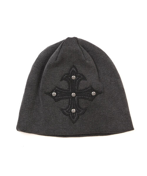 SUPPLIER（サプライヤー）の「SUPPLIER/サプライヤー/StudsCross LeatherPatch Beanie（ニットキャップ/ビーニー・メンズ・ブラック/ベージュ・F）」の6枚目の写真