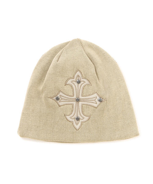 SUPPLIER（サプライヤー）の「SUPPLIER/サプライヤー/StudsCross LeatherPatch Beanie（ニットキャップ/ビーニー・メンズ・ブラック/ベージュ・F）」の7枚目の写真