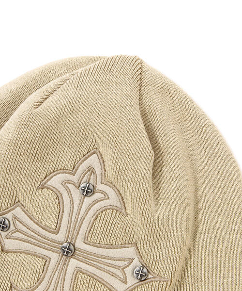SUPPLIER（サプライヤー）の「SUPPLIER/サプライヤー/StudsCross LeatherPatch Beanie（ニットキャップ/ビーニー・メンズ・ブラック/ベージュ・F）」の8枚目の写真