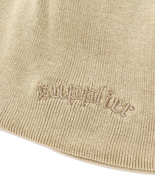 SUPPLIER（サプライヤー）の「SUPPLIER/サプライヤー/StudsCross LeatherPatch Beanie（ニットキャップ/ビーニー・メンズ・ブラック/ベージュ・F）」の3枚目の写真