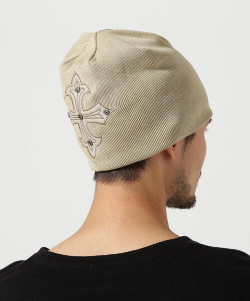 SUPPLIER（サプライヤー）の「SUPPLIER/サプライヤー/StudsCross LeatherPatch Beanie（ニットキャップ/ビーニー・メンズ・ブラック/ベージュ・F）」の5枚目の写真
