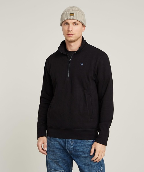G-STAR（ジースター）の「NIFOUS HALF ZIP SWEATER/ベーシックデザインロゴハーフジップスウェット（スウェット・メンズ・ダークブラック・LARGE/MEDIUM/SMALL/X-SMALL/X-LARGE）」の2枚目の写真