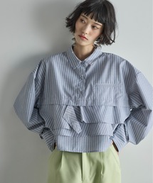ラッフルヘムクロップドシャツ