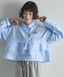 ラッフルヘムクロップドシャツ
