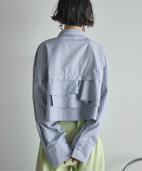 THE YOn(ザヨン)の「ラッフルヘムクロップドシャツ(シャツ/ブラウス・レディース・グレー/オフホワイト/サックスブルー・FREE)」の12枚目の写真