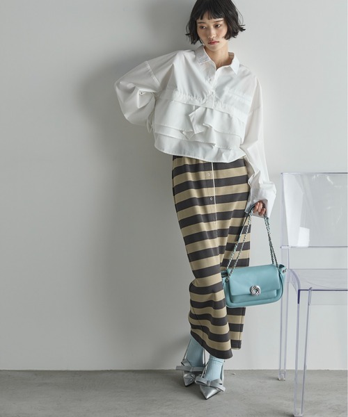 専用 Prage ラミーリヨセル クロップドシャツ ホワイト 完売 セール】シアークロップドシャツ（シャツ/ブラウス）｜Three