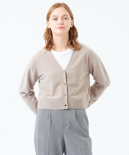 MACKINTOSH PHILOSOPHY(マッキントッシュ フィロソフィー)の「モールニットカーディガン(カーディガン/ボレロ・レディース・レッド系その他2/ダークネイビー/ベージュ・38/36)」の2枚目の写真